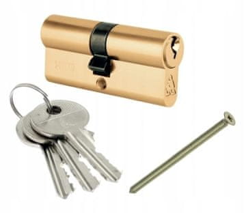 shumee Vložek za ključavnico medenina 30/50 mm + 3 ključi