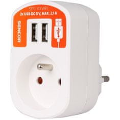 SENCOR Koncentrator USB Sencor SPC 70 Zás. z 2xUSB, 5V/2100mA WH