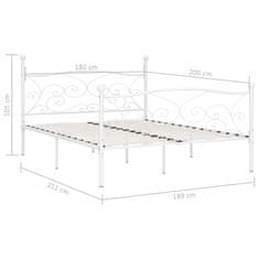 Vidaxl Posteljni okvir z letvenim dnom bel kovinski 180x200 cm