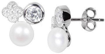 JwL Luxury Pearls Fini uhani s pravim biserjem in cirkoni JL0539