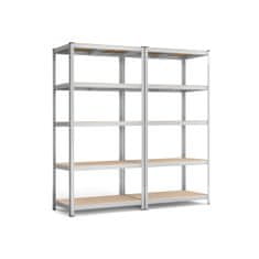 shumee 5-nadstropni regali, komplet 2 jeklenih odlagalnih polic, montaža brez orodja, za garažo, lopo, nosilnost 600 kg, 50 x 100 x 200 cm, srebrna GLR050E02