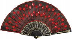 Korbi Španska zložljiva lepeza črno-rdeča, Flamenco, Halloween, karneval