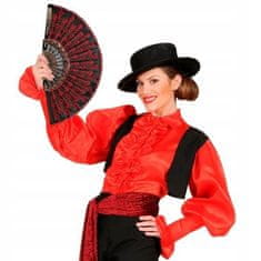 Korbi Španska zložljiva lepeza črno-rdeča, Flamenco, Halloween, karneval