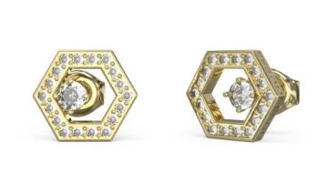 Guess Očarljivi pozlačeni uhani s kubičnim cirkonijem Tiny Dancer JUBE04651JWYGT/U