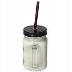 Korbi Stekleni Kozarec s Slamo 450ml Halloween Duh
