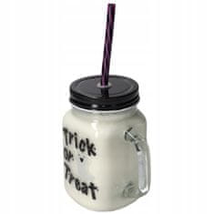 Korbi Stekleni Kozarec s Slamo 450ml Halloween Duh