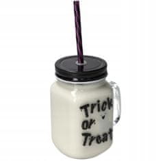 Korbi Stekleni Kozarec s Slamo 450ml Halloween Duh