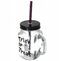 Korbi Stekleni Kozarec s Slamo 450ml Halloween Duh