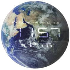 WOWO Stenska ura Planet Earth z LED zaslonom 32 cm modra