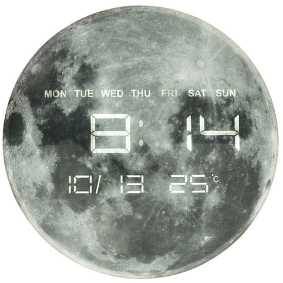 WOWO Stenska ura Planet Moon z LED zaslonom 32 cm siva