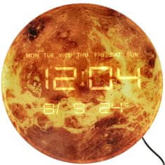 WOWO Stenska ura Planet Mars z LED zaslonom 32 cm oranžna