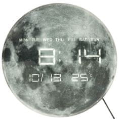 WOWO Stenska ura Planet Moon z LED zaslonom 32 cm siva