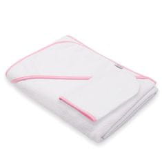 NEW BABY Otroška frotirna brisača s kapuco BASIC 100x100 belo-rožnata