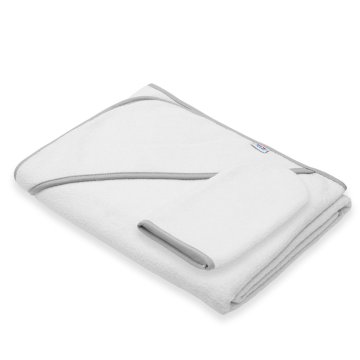 NEW BABY Otroška frotirna brisača s kapuco BASIC 100x100 belo-siva
