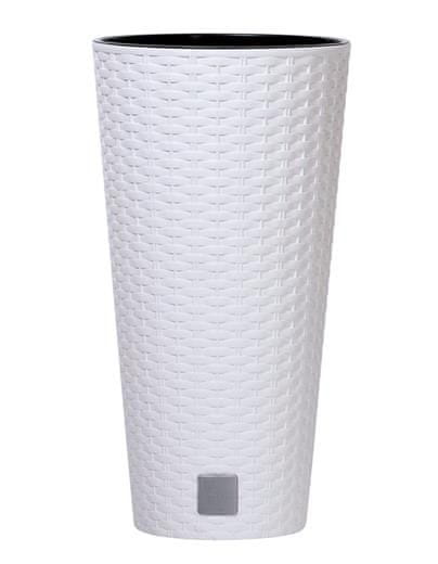 Prosperplast Cvetlični lonec Rato Tubus z vložkom bele barve 30 cm