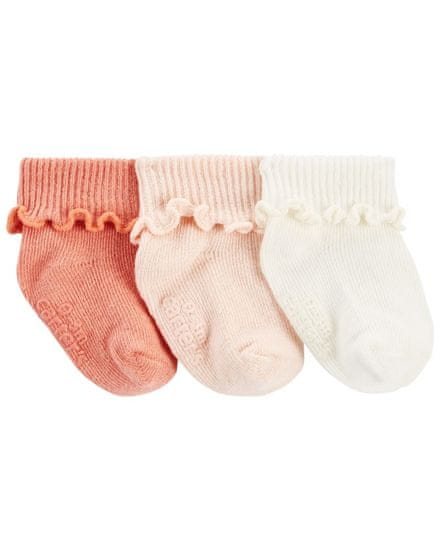 CARTER'S Nogavice roza rebraste dekle LBB 3 kosi 12-24m