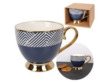 sarcia.eu Porcelanski vrč mornarsko modre barve z zlatim ušesom 445ml