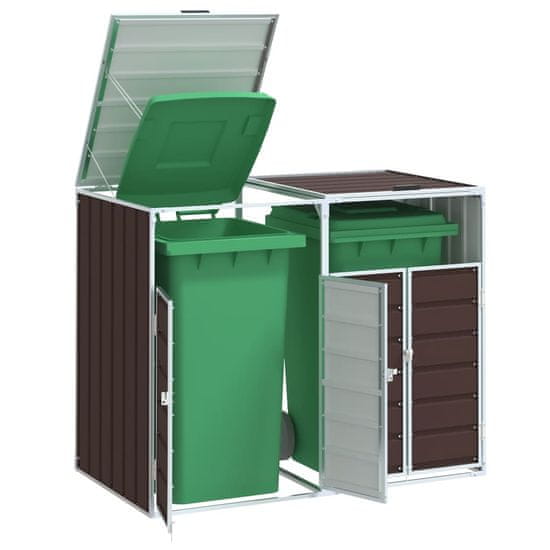 shumee vidaXL Koš za smeti na kolesih za dvojne košare 144x81x113 cm jeklo