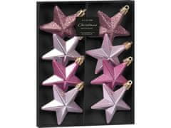 Okrasek božična ZVEZDA 6,5cm PINK mix (8 kosov)