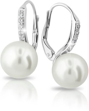 Cutie Jewellery Ekskluzivni uhani iz belega zlata s pravimi biseri in cirkoni Z6432-3122-50-10-X-2