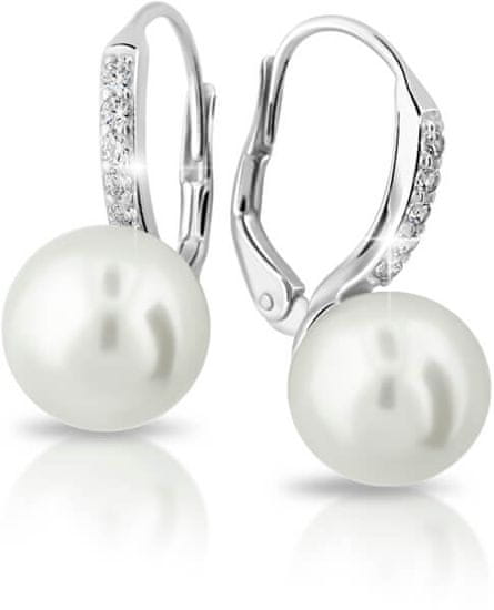 Cutie Jewellery Ekskluzivni uhani iz belega zlata s pravimi biseri in cirkoni Z6432-3122-50-10-X-2