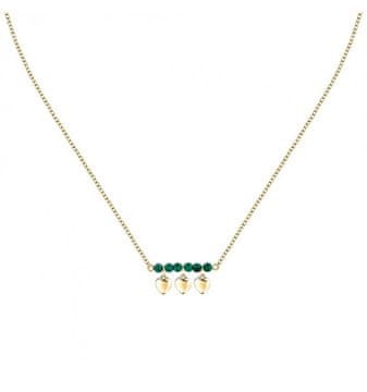 Morellato Modna pozlačena ogrlica z zelenim ahatom Talismani SAIX14