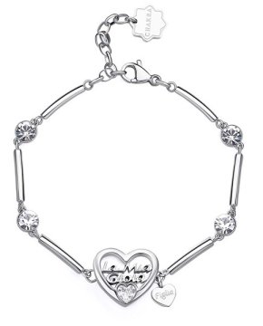 Brosway Nežna jeklena zapestnica Srce s kristali čaker BHKB169