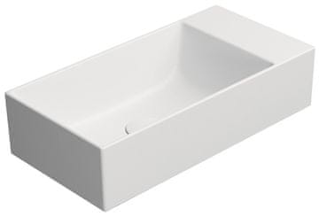 Gsi KUBE X Eleganten Keramičen Umivalnik 50x25cm, Brez Odprtine, Levi/Desni, Bel Mat