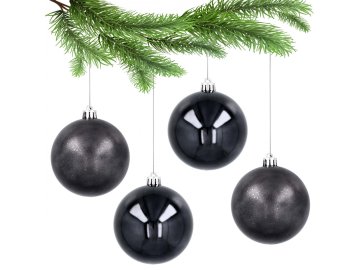 sarcia.eu Antracitni okraski za božično drevo, komplet okraskov, okraski za božično drevo 8 cm, 4 kosi