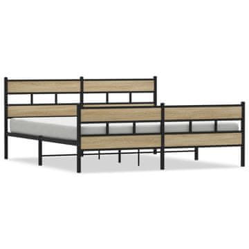 Vidaxl Kovinski posteljni okvir brez vzmetnice sonoma hrast 200x200 cm