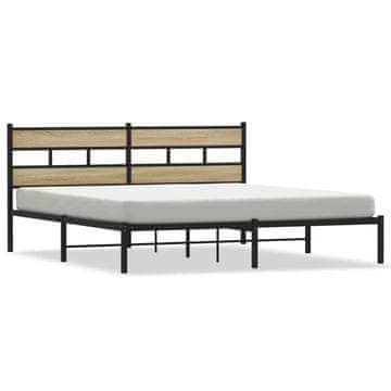 Vidaxl Kovinski posteljni okvir brez vzmetnice sonoma hrast 183x213 cm