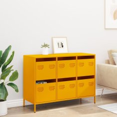 Vidaxl Komoda gorčično rumena 101,5x39x73,5 cm hladno valjano jeklo
