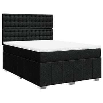 Vidaxl Box spring postelja z vzmetnico črna 160x200 cm blago