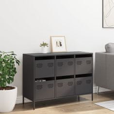 Vidaxl Komoda črna 101,5x39x73,5 cm hladno valjano jeklo