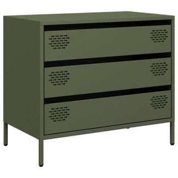 Vidaxl Komoda olivno zelena 68x39x58,5 cm hladno valjano jeklo