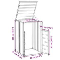 Vidaxl Lopa za smetnjak za 1 smetnjak antracitna 72x81x115 cm jeklo