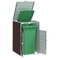 Vidaxl Koš za smeti na kolesih za enojni koš rjav 72x81x115 cm jeklo