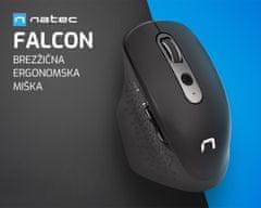 Natec Falcon brezžična miška, 3200DPI, ergonomska, stranski drsnik - rabljeno