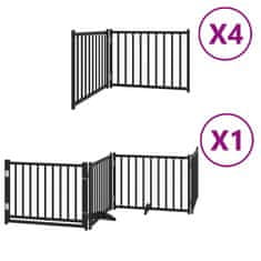 Vidaxl Ograda za pse z vrati zložljiva 12 panelov črna 960 cm les