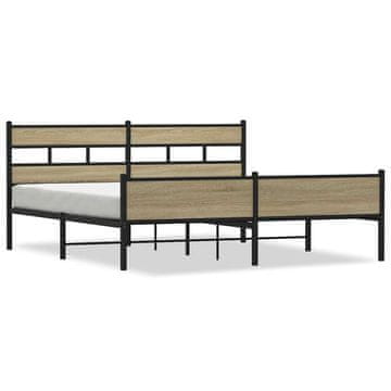 Vidaxl Kovinski posteljni okvir brez vzmetnice sonoma hrast 183x213 cm
