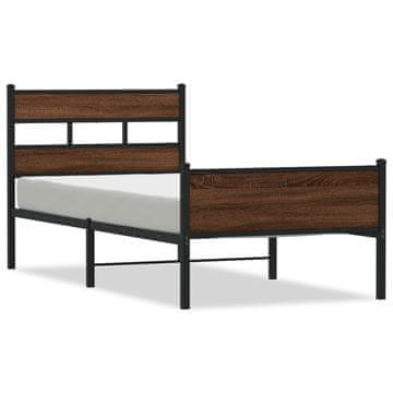 Vidaxl Posteljni okvir brez vzmetnice hrast 107x200 cm inženirski les