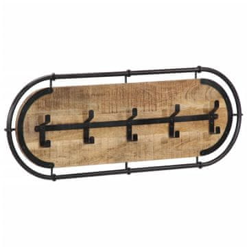 Vidaxl Stenski obešalnik za plašče s 5 kljukami trden mangov les