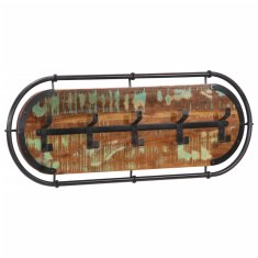 Vidaxl Stenski obešalnik za plašče s 5 kljukami trden predelan les