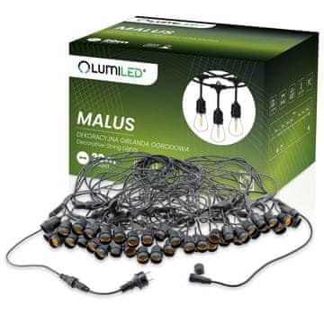 LUMILED MALUS Zunanja vrtna girlanda Svetlobna veriga 20 m 40x E27