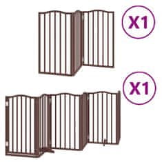 Vidaxl Ograda za pse z vrati zložljiva 9 panelov rjava 450 cm les
