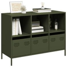 Vidaxl Komoda olivno zelena 101,5x39x73,5 cm hladno valjano jeklo