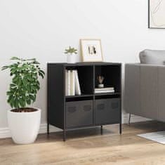 Vidaxl Komoda črna 68x39x73,5 cm hladno valjano jeklo