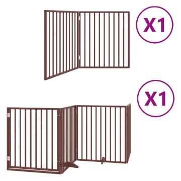 Vidaxl Ograda za pse z vrati zložljiva 6 panelov rjava 480 cm les