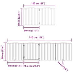 Vidaxl Ograda za pse z vrati zložljiva 8 panelov črna 640 cm les