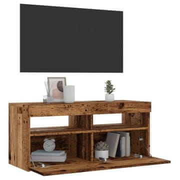 Vidaxl vidaXL TV omarica z LED osvetlitvijo, starinski les, 90x35x40 cm